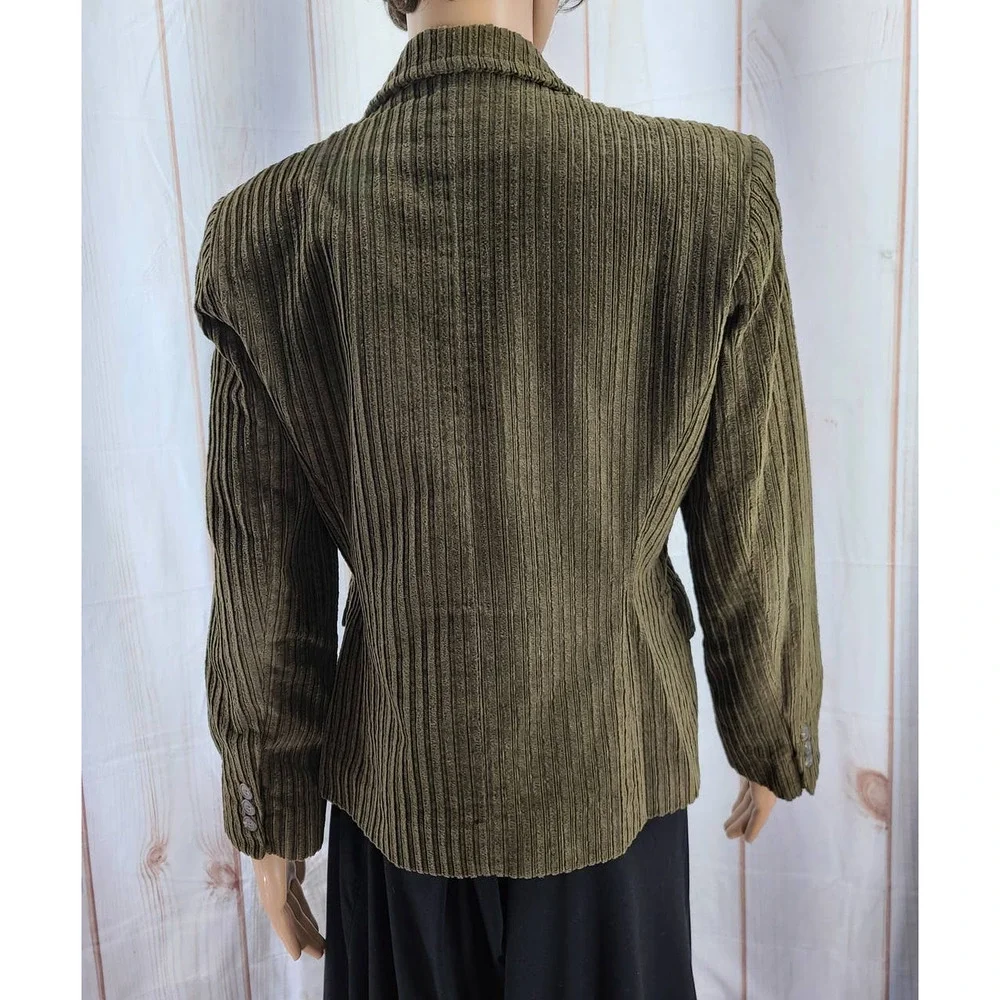 Burberry of London Women's Olive Green Corduroy Jacket Zip Up Size 8P